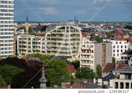Aerial cityscape view of Brussels, capital of Belgium and seat of the European Union 129596327