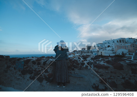 聖托里尼的美麗風景 129596408