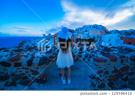 聖托里尼的美麗風景 129596410