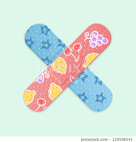 Realistic Detailed 3d Colored Kid Aid Band Plaster Strip Medical Patch. Vector 129596541