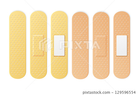 Realistic Detailed 3d Aid Band Plaster Strips Set. Vector 129596554