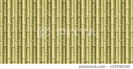 Realistic 3d Detailed Bamboo Seamless Pattern Background. Vector Realistic 3d Detailed Bamboo Seamless Pattern Background. Vector 129596560