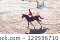 Show Jumping Horse Rider Overhead Motion Blur 129596710