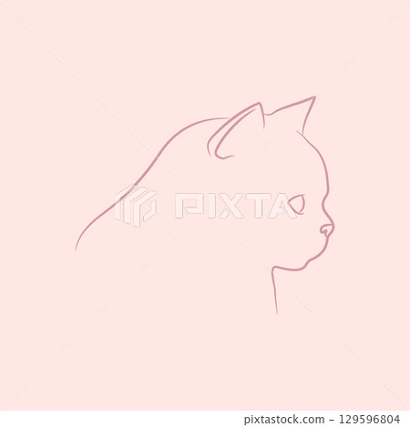 Outline of a cat face, side view. Sketch of a cat head in profile. Vector illustration 129596804
