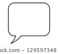 speech balloon, one empty white speech bubble in the shape of a rounded rectangle, outline illustration 129597348