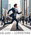 Running businessman 129597446