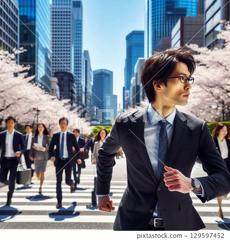 Running businessman 129597452