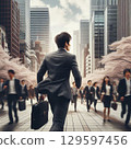 Running businessman 129597456