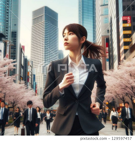 Running businessman 129597457