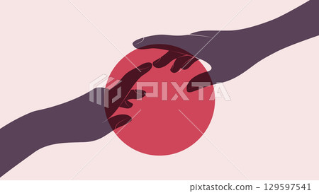 hands silhouettes and sun 129597541