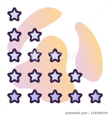 Rating with stars, dark blue contour vector icon with gradient background 129598329