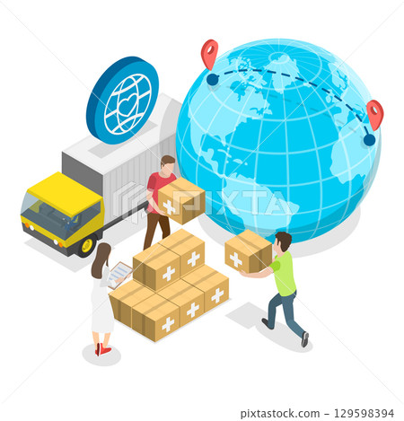 3D Isometric Flat Vector Illustration of Community Service, Health Care Support. Item 1 3D Isometric Flat Vector Illustration of Community Service, Health Care Support. Item 1 129598394