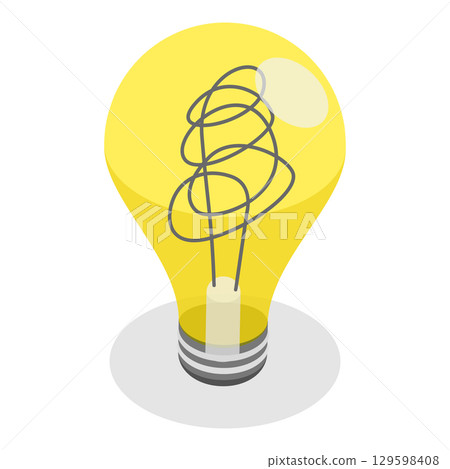 3D Isometric Flat Vector Illustration of Different Light Bulbs, Creative Thinking, Innovation. Item 1 3D Isometric Flat Vector Illustration of Different Light Bulbs, Creative Thinking, Innovation. Item 1 129598408