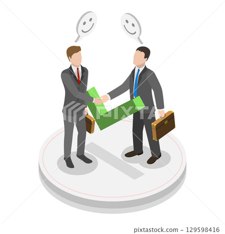 3D Isometric Flat Vector Illustration of Mediation, Resolving Conflicts Through Mediator. Item 1 3D Isometric Flat Vector Illustration of Mediation, Resolving Conflicts Through Mediator. Item 1 129598416