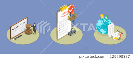 3D Isometric Flat Vector Illustration of Quality Management , Achieving International Certification For Business Professionals 3D Isometric Flat Vector Illustration of Quality Management , Achieving International Certification For Business Professionals 129598587