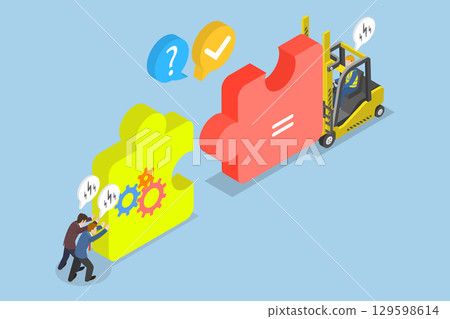 3D Isometric Flat Vector Illustration of Partnership and Teamwork, Cooperation and Strategy 129598614