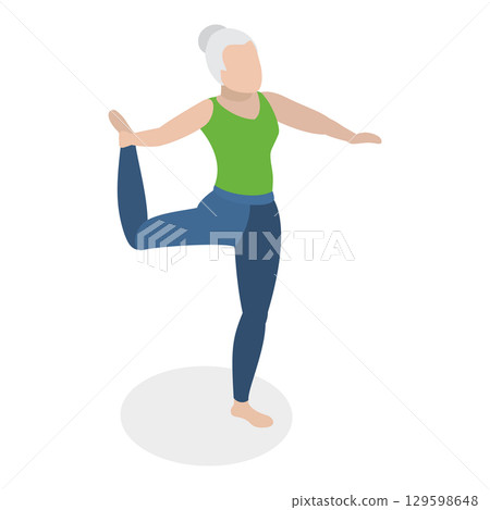 3D Isometric Flat Vector Illustration of Chakra Systems , Collection of Yoga Poses for Women. Item 27 129598648