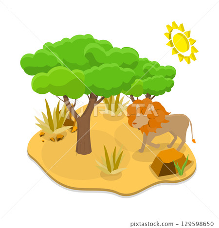 3D Isometric Flat Vector Illustration of Wildlife Fauna, Wild Animals Habitat Types. Item 4 129598650