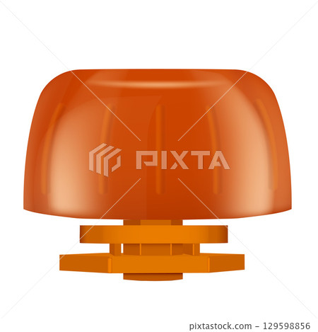 Orange plastic cap for pouch bag, realistic vector illustration of 3D doy-pack bag packaging spout lid mockup front view 129598856