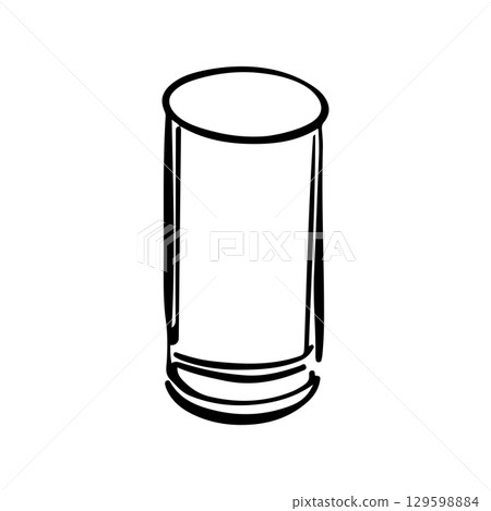 Hand drawn juice glass illustration. Doodle vector. Minimalist line sketch. Cartoon style icon. Vintage design artwork. 129598884