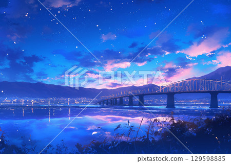 Night rural town 129598885