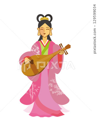 Vector illustration of Benzaiten, one of the Seven Lucky Gods Vector illustration of Benzaiten, one of the Seven Lucky Gods 129599034