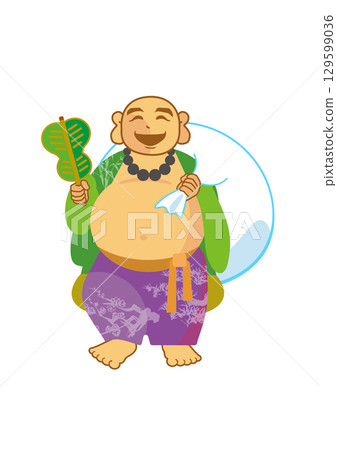 Vector illustration of Hotei, one of the Seven Lucky Gods 129599036