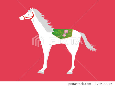 新年賀卡設計的白馬插圖 新年賀卡設計的白馬插圖 129599046