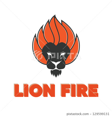 A lion wearing a tie logo symbolizes strength A lion wearing a tie logo symbolizes strength 129599131