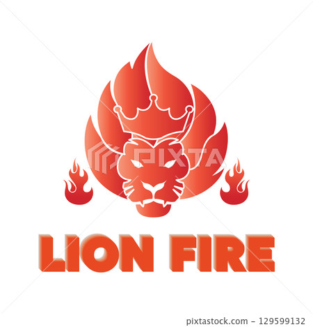A lion wearing a tie logo symbolizes strength A lion wearing a tie logo symbolizes strength 129599132