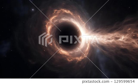 Black hole emitting powerful gamma ray burst with cosmic light beams and high energy particles 129599654
