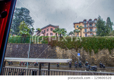 wet snow is falling in Switzerland in canton Ticino wet snow is falling in Switzerland in canton Ticino 129600320