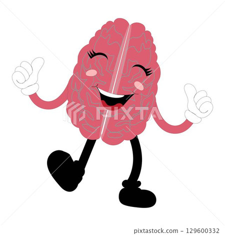 Vector illustration of cute cartoon brain mascot in various fun and expressive poses. Expressive Brain Illustration 129600332