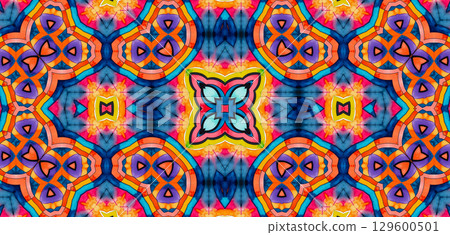 Bright multicolor background with colorful abstract kaleidoscopic pattern 129600501