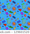 3D party celebration seamless pattern for kids wrapping paper and gifts 129601520