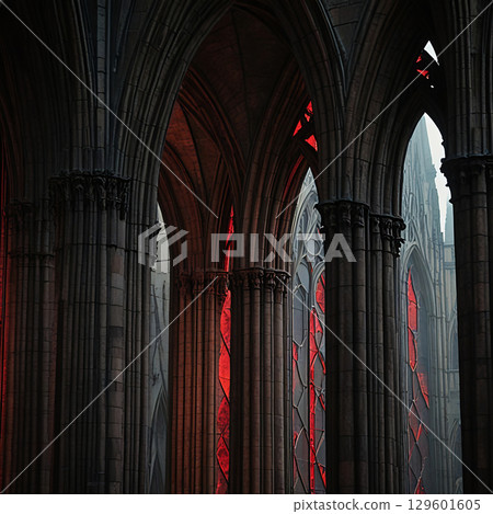 Crimson Patina in Stone and Shadow 129601605