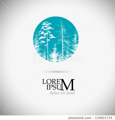 Abstract forest Nature Silhouette . hand drawn. Not AI, Vector illustration 129601724