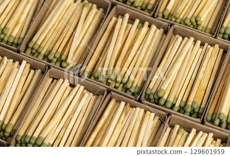 a lot of matchboxes with matches, matchboxes with matches made of wood a lot of matchboxes with matches, matchboxes with matches made of wood 129601959