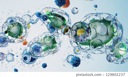 Microscopic Biological Bubbles With Vibrant Particles and Detailed Structures 129602237