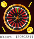 Roulette Wheel with Gold Coins Gambling Concept Vector 129602244