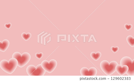 Romantic pink background with soft glowing hearts, dreamy and tender love-themed design, perfect for Valentine's Day, wedding, anniversary, or romantic greeting card. 129602383