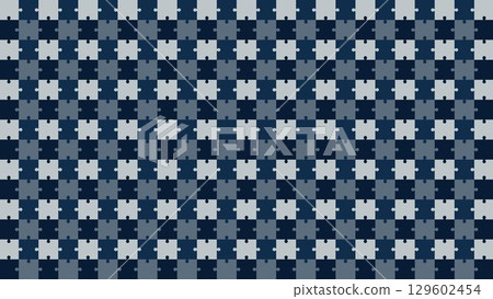 Puzzle Pattern in Blue and Gray Colors. Abstract Jigsaw Background Design. Repeating Geometric Grid Texture for Games, Kids, Packaging, Wrapping, Decor, Print, Textile Use 129602454