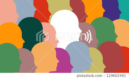 Colorful Human Silhouettes Talking and Listening. Whistleblower Concept. Employee Informant Speaking in Crowd, Insider Revealing Information, Alert Communication, Corporate Transparency, Truth Concept Colorful Human Silhouettes Talking and Listening. Whistleblower Concept. Employee Informant Speaking in Crowd, Insider Revealing Information, Alert Communication, Corporate Transparency, Truth Concept 129602491