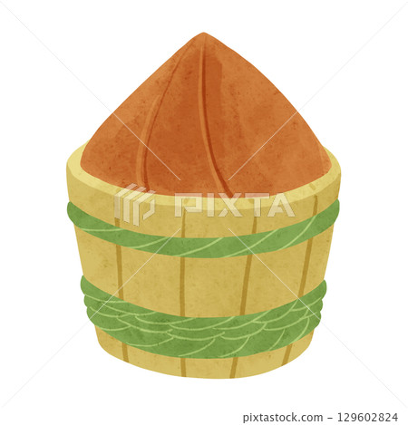 Miso barrel watercolor hand-drawn illustration Miso barrel watercolor hand-drawn illustration 129602824