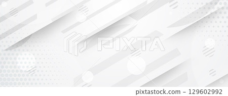 White abstract shapes on gray dots background. 129602992
