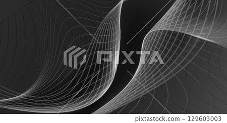 Dark abstract background with white curved lines. Dark abstract background with white curved lines. 129603003