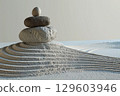 Balanced Stones on Seashore at Sunset Calm Zen 129603946