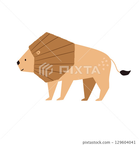 Hand Drawn Vector Illustration of Lion in Cute Wildlife Cartoon Style Hand Drawn Vector Illustration of Lion in Cute Wildlife Cartoon Style 129604041