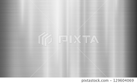 Brushed Metal Texture Background with Vertical Light Reflections 129604069