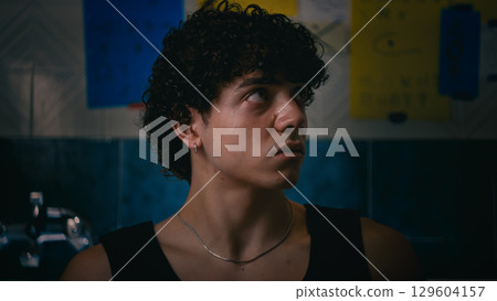 Sad Man In Tears Watching At The Camera Sad Man In Tears Watching At The Camera 129604157